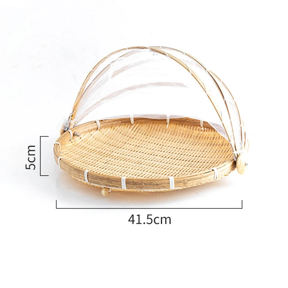 Bamboo Woven Basket Anti-Mosquito Net Fruit Vegetable