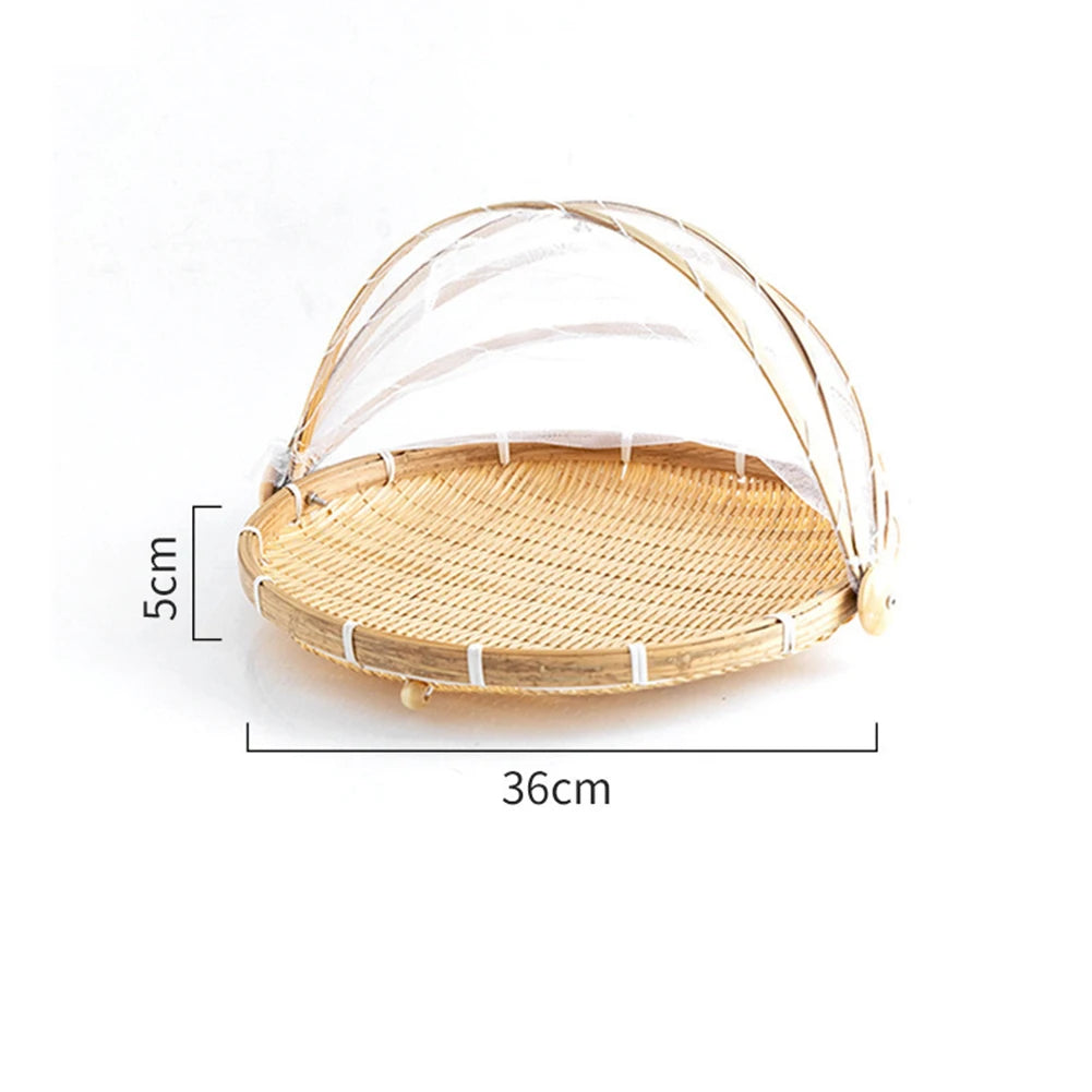 Bamboo Woven Basket Anti-Mosquito Net Fruit Vegetable